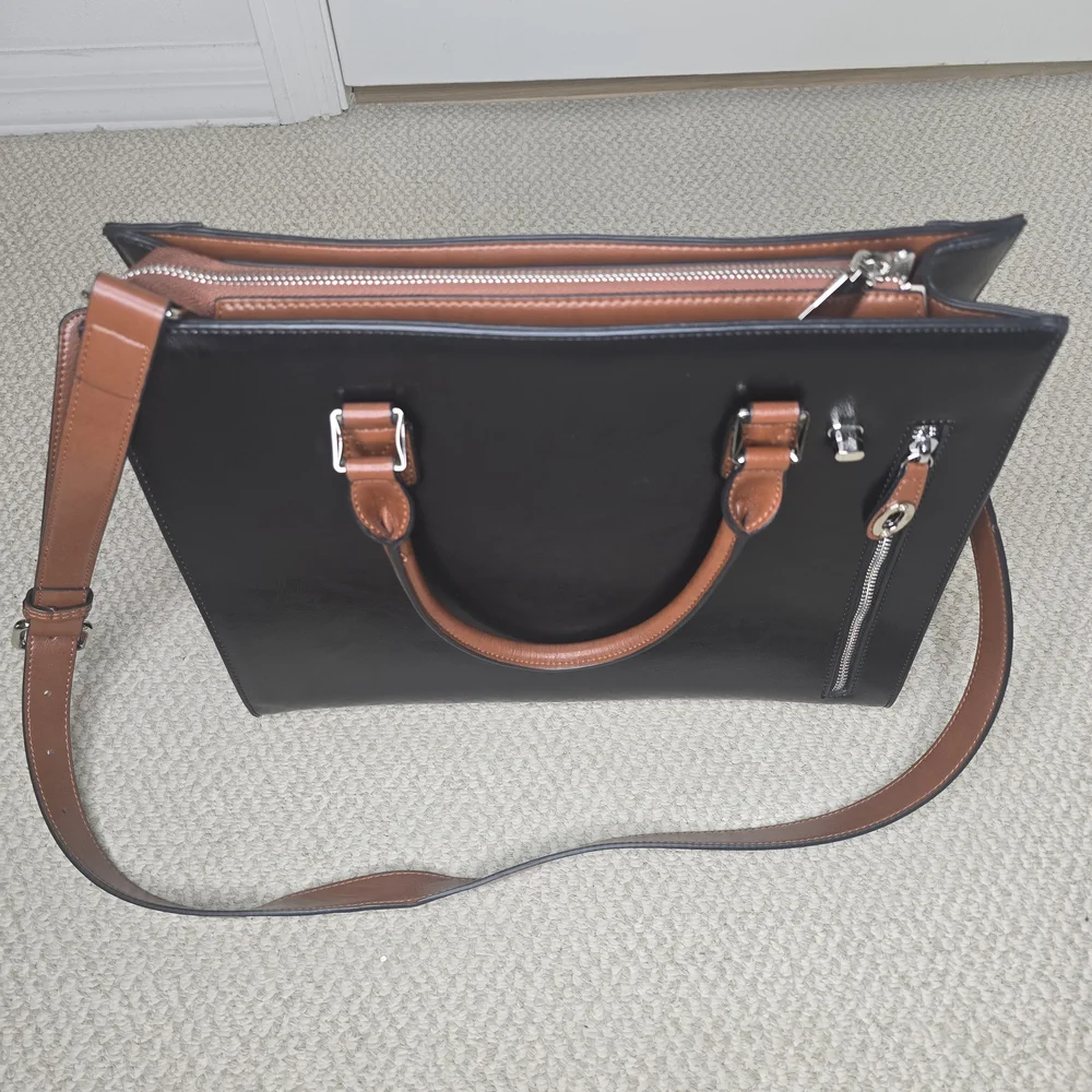 Bostanten Cruze Timeless Leather Designer Handbag Black & Brown
